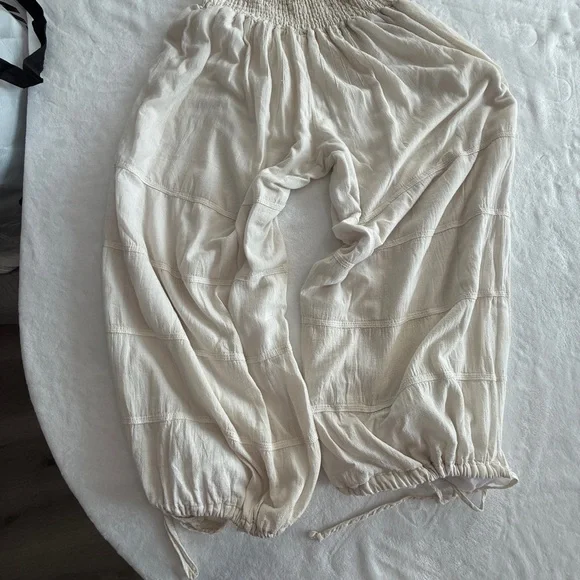 Women's Cream Boot ballon Cut Pants 100% cotton - Picture 2 of 5